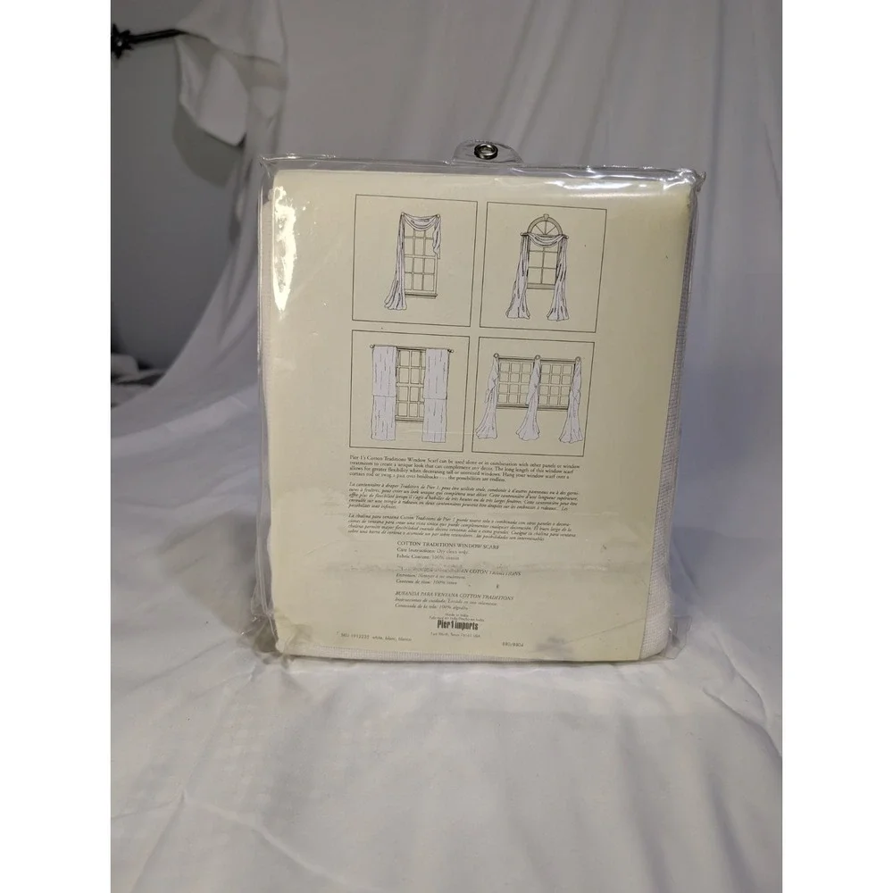 Pier 1 Imports Cotton Traditions Window Scarf White 40x210 NWT